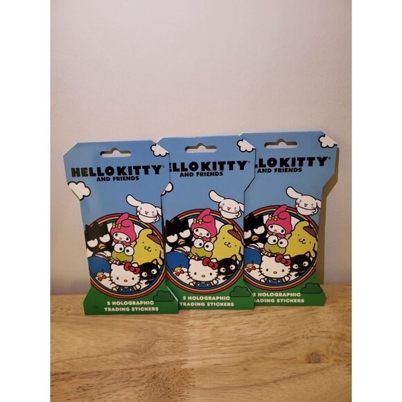 hello kitty + friends 5 holographic trading stickers by ucc mk - 3 SEALED packs - Picture 1 of 3